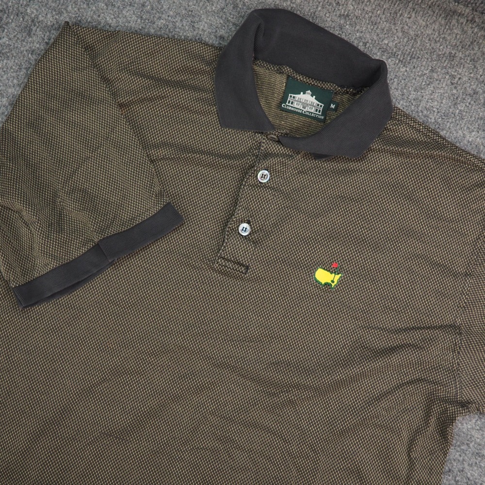 Augusta National Masters Clubhouse Collection Polo Mens M Brown Geometric Golf